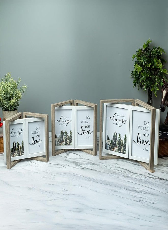 EAZYWAGON Wooden Rotating Photo Frame - 3.5x5 Inch (Grey) | Double-Sided Vertical Frame for 4 Photos | Desktop Tabletop Photo Frames for Sweet Memories, Home Decor, Office Desk & Table Decoration - Image 5